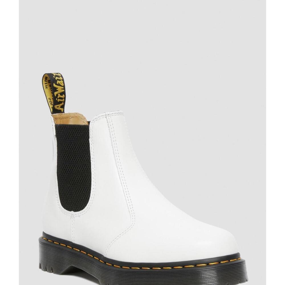 Dr. Martens 2967 Bex Smooth Leather Chelsea Boot, White, Women's 7